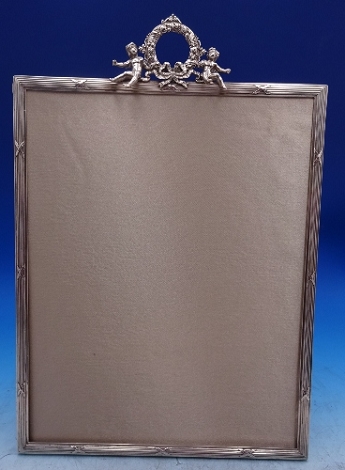 Picture Frame Large .800 silver 3D figural cherubs and wreath no glass sku# 6986 - German Sterling by Various Makers - Foreign - Sterling